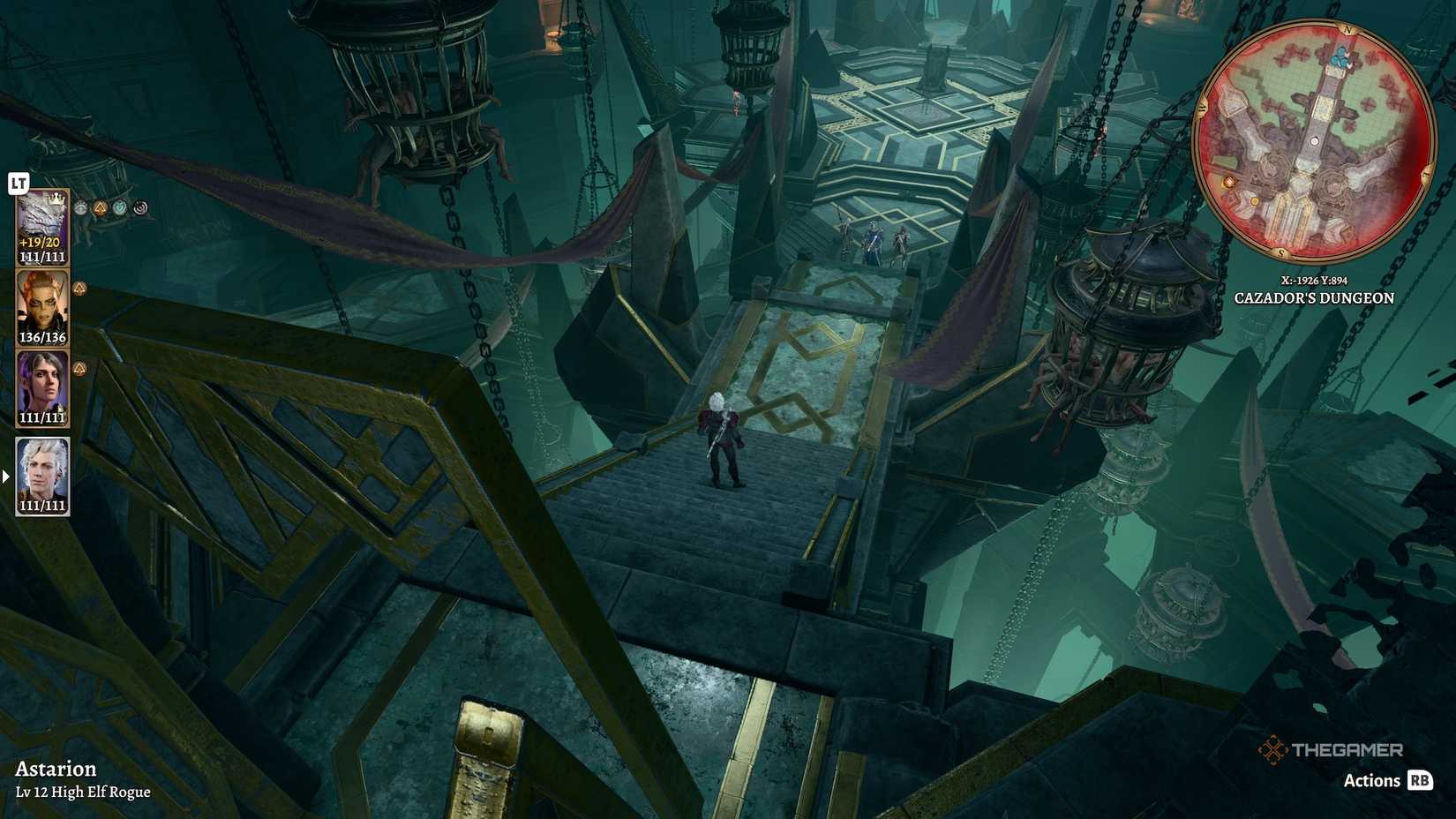 Astarion looking at the party walking towards Cazador in Baldur's Gate 3.