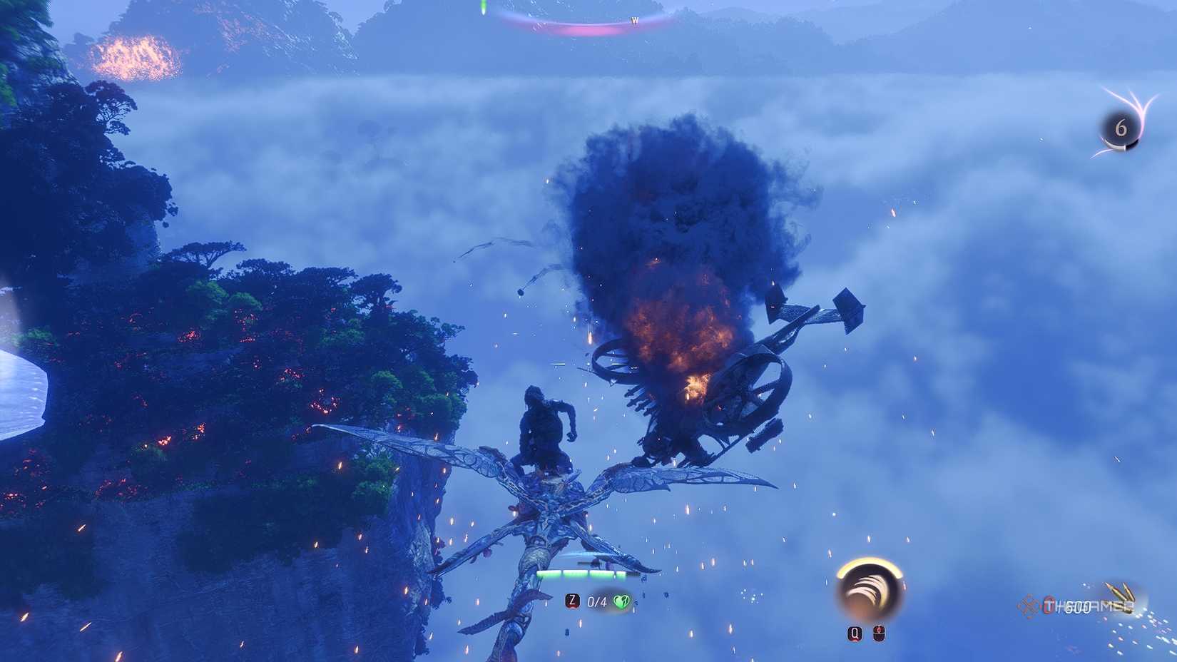 Avatar_ Frontiers of Pandora™ Attacking a scorpion in midair.