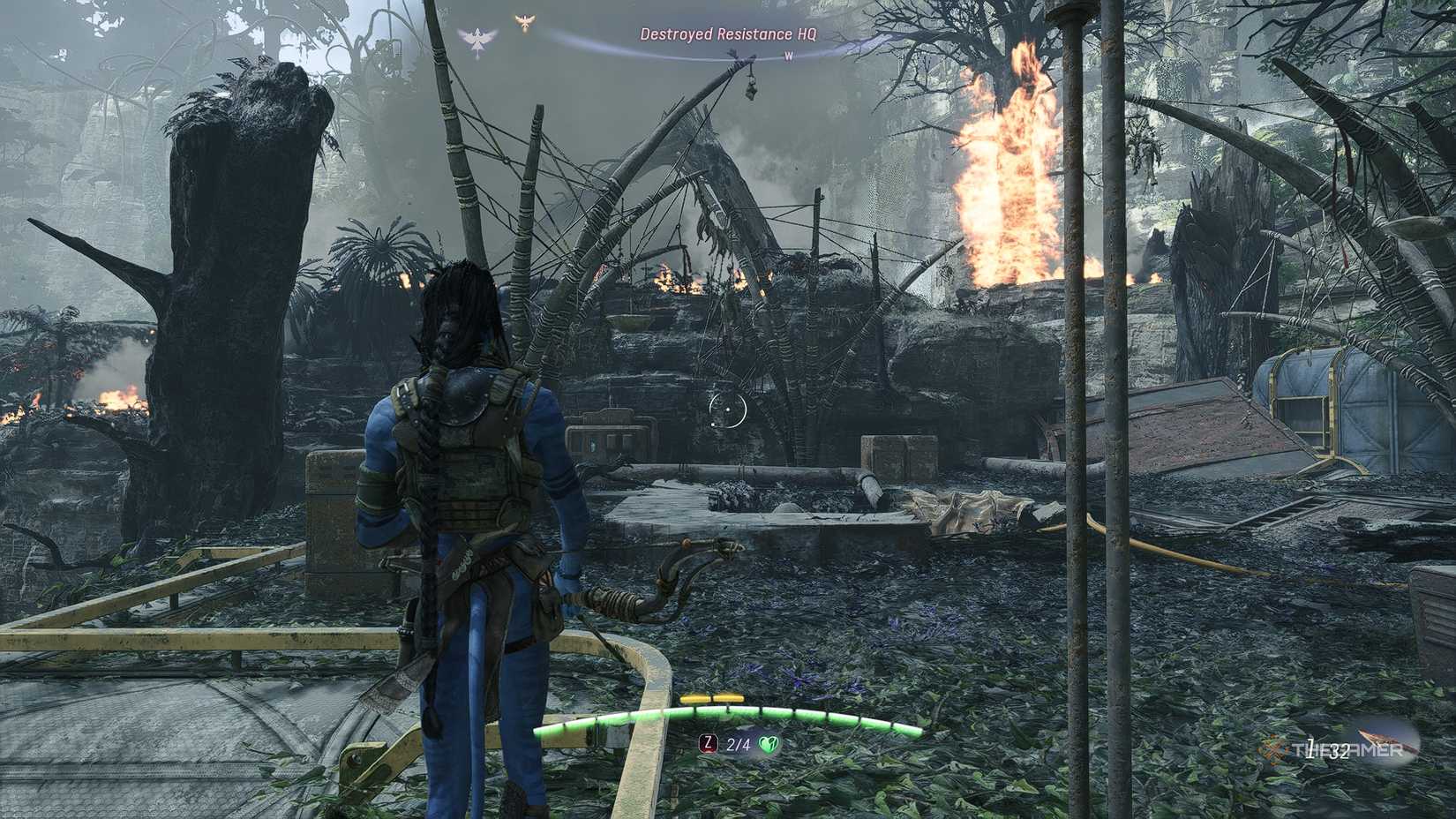 Avatar_ Frontiers of Pandora™ Entering the ruined resistance hq building.