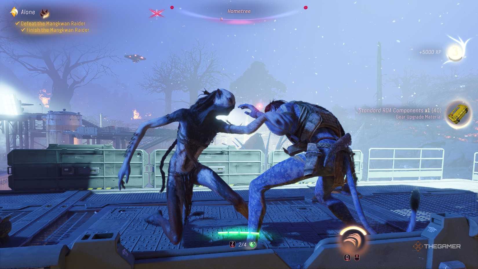 Avatar_ Frontiers of Pandora™ Fighting fist-to-fist with Si'net at the hometree RDA base.