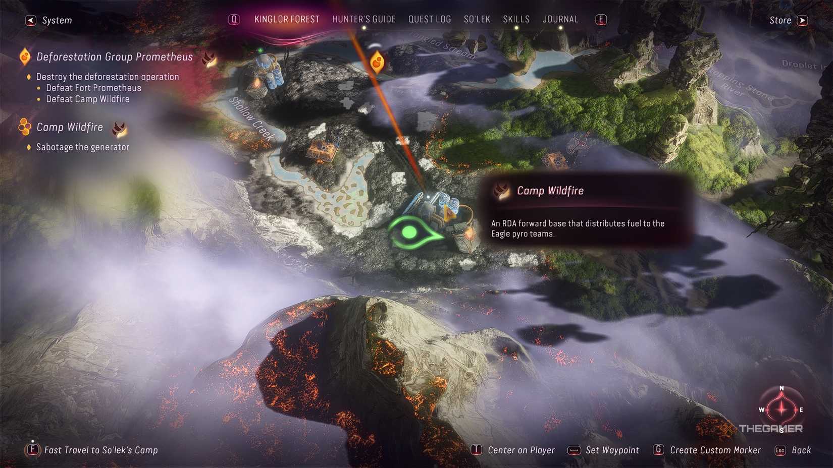 Avatar_ Frontiers of Pandora™ Prometheus Camp Wildfire Map Location.