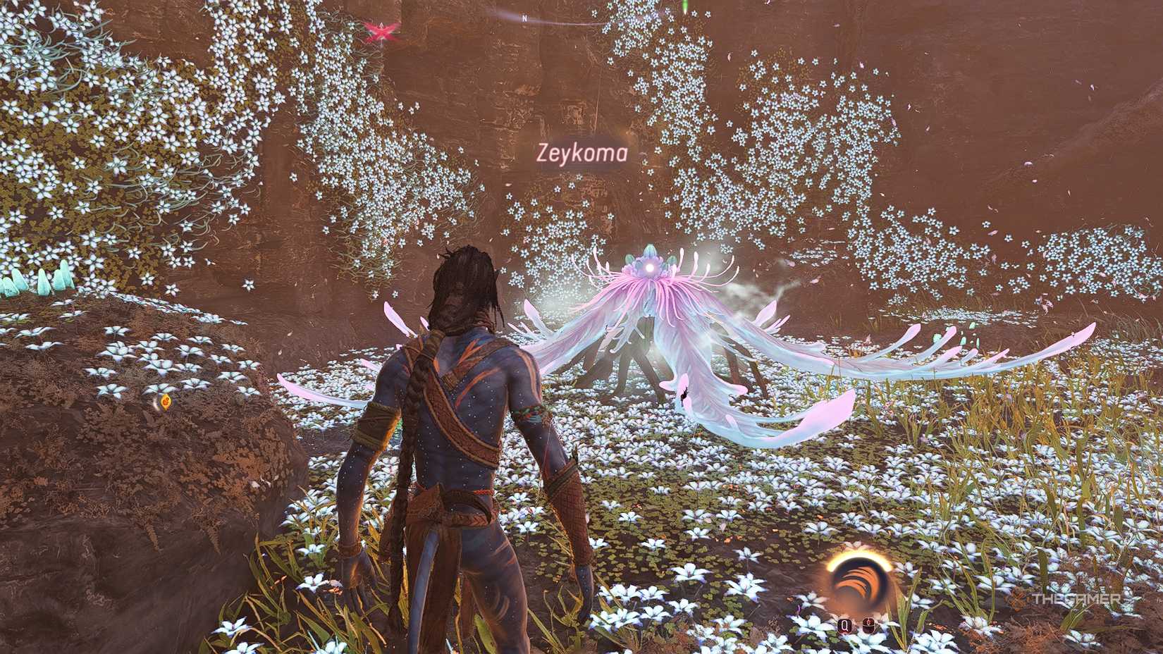 Avatar_ Frontiers of Pandora™ So'lek approaching the Zeykoma fruit in a cavern.