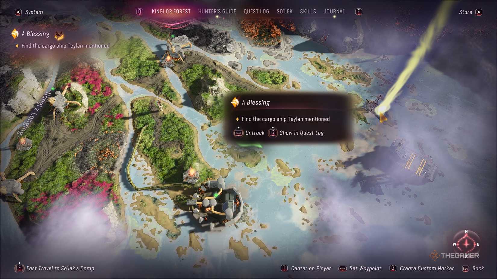 Avatar_ Frontiers of Pandora™ The map location of the Cargo Ship Teylan mentioned.