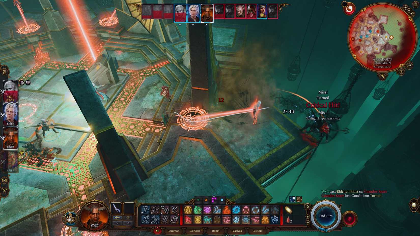 Wyll repelling blasting Cazador off an edge in Baldur's Gate 3.