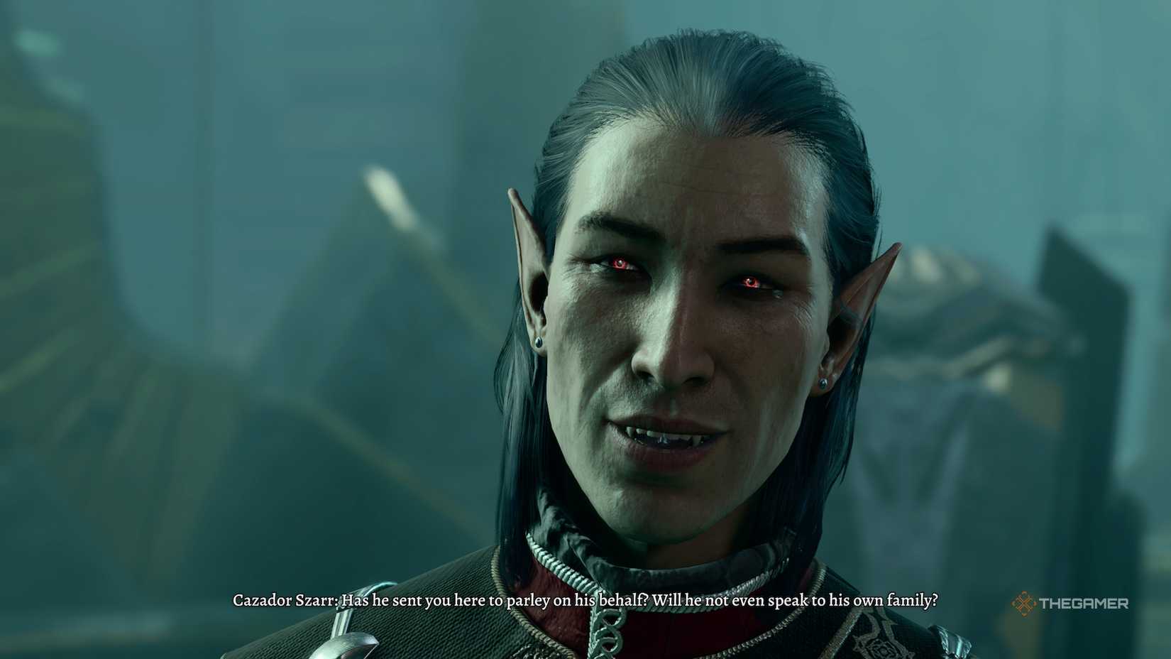 Cazador commenting on astarion not being there in Baldur's Gate 3.