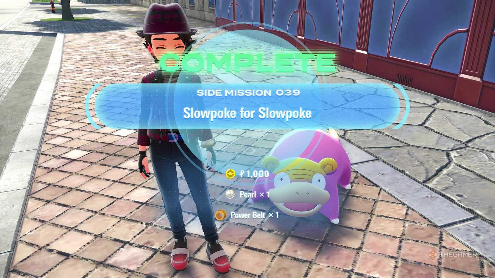 Completing the 'Side Mission 39 - Slowpoke for Slowpoke' with Galarian Slowpoke in Pokemon Legends: Z-A.