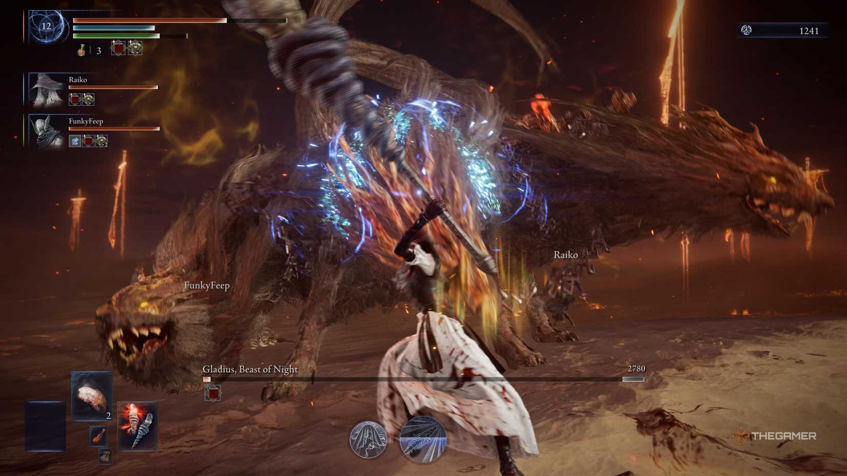 The main player dealing the final blow to Gladius in Elden Ring: Nightreign.