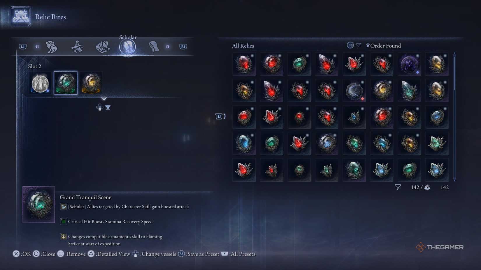 The Grand Tranquil Scene in the relics tab in Elden Ring: Nightreign.