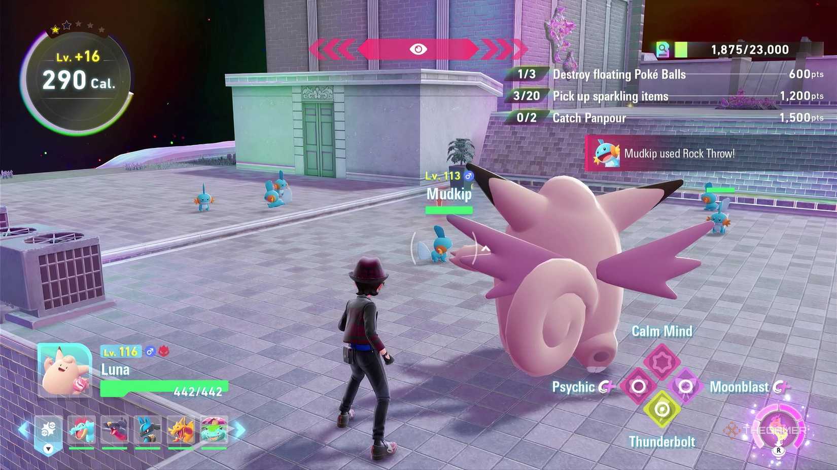 Encoutering Mudkip in Pokemon Legends: Z-A's Mega Dimension DLC in a two-star Water-type Hyperspace Wild Zone.