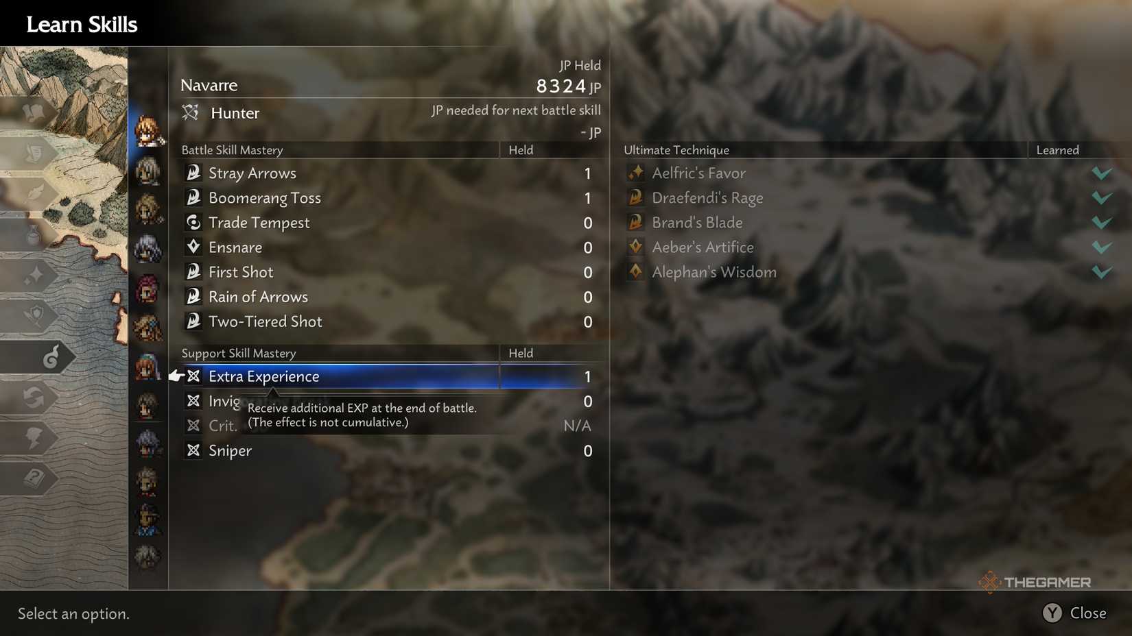 Extra Experience ability in Octopath.