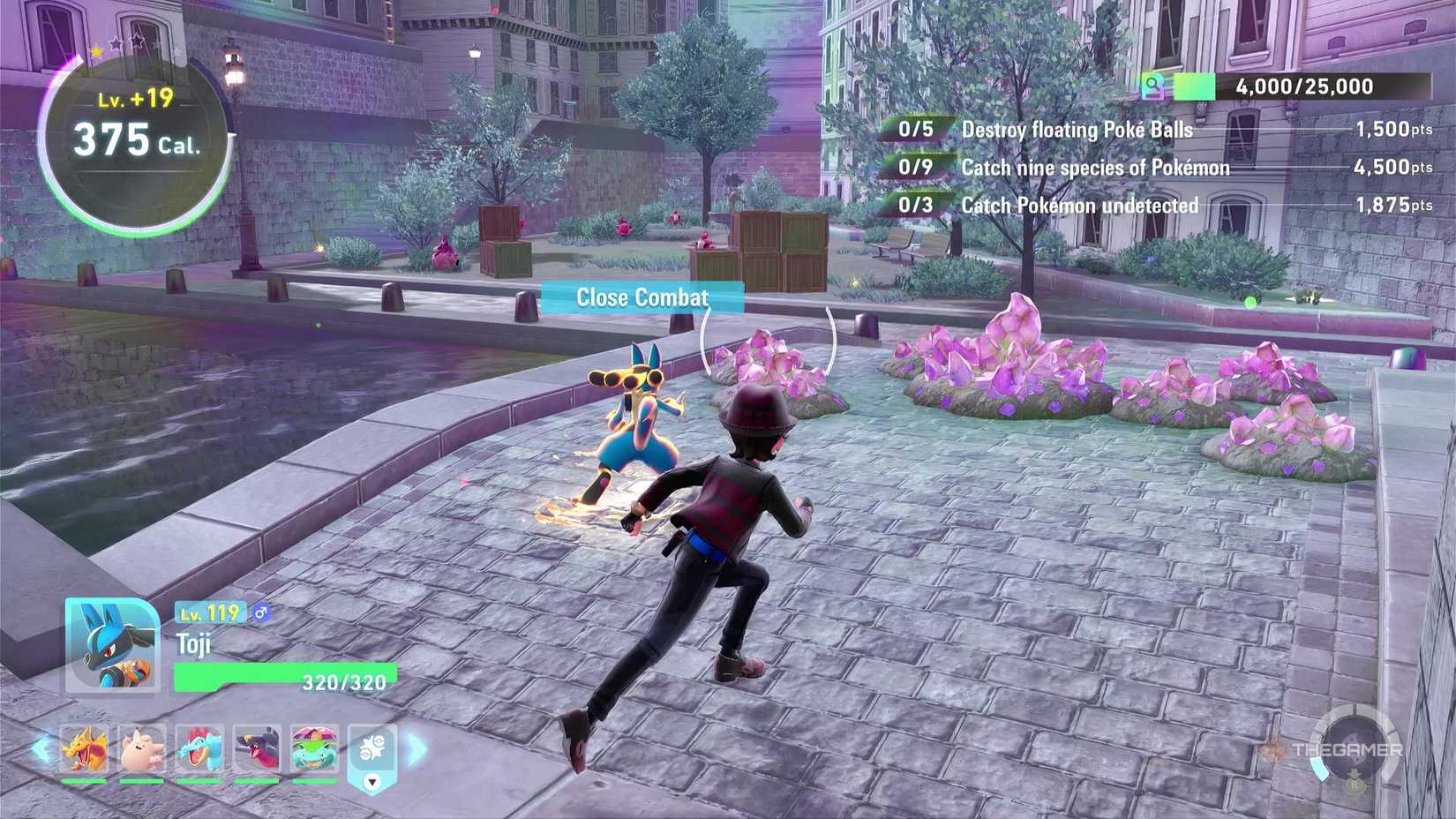 Farming Mega Shards in Pokemon Legends: Z-A's Mega Dimension DLC by smashing crystals in Hyperspace.