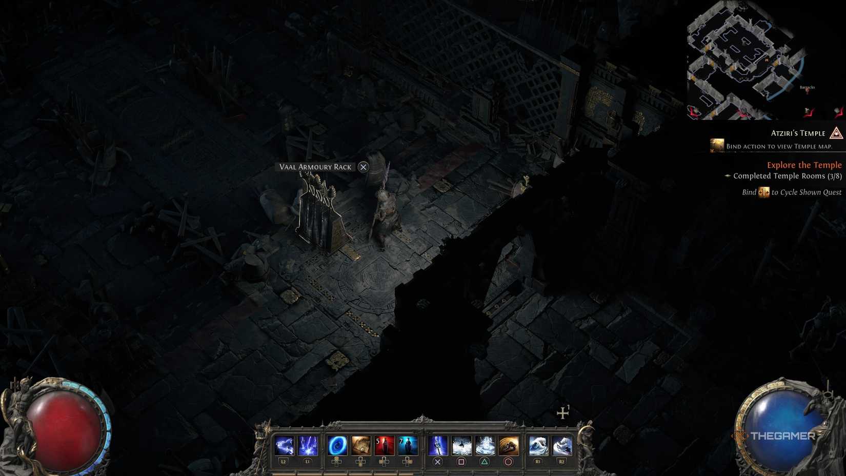 Finding weapons in the armory at the Vaal Temple ruins in Path of Exile 2.