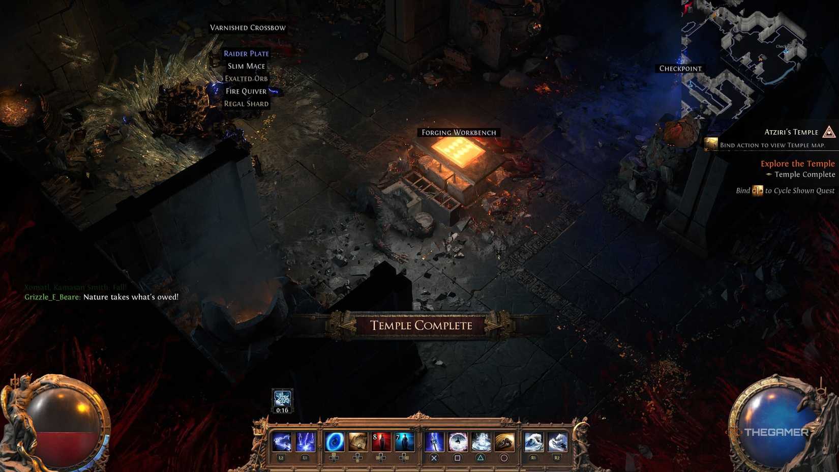 Finishing a run through the Vaal Temple in Path of Exile 2.