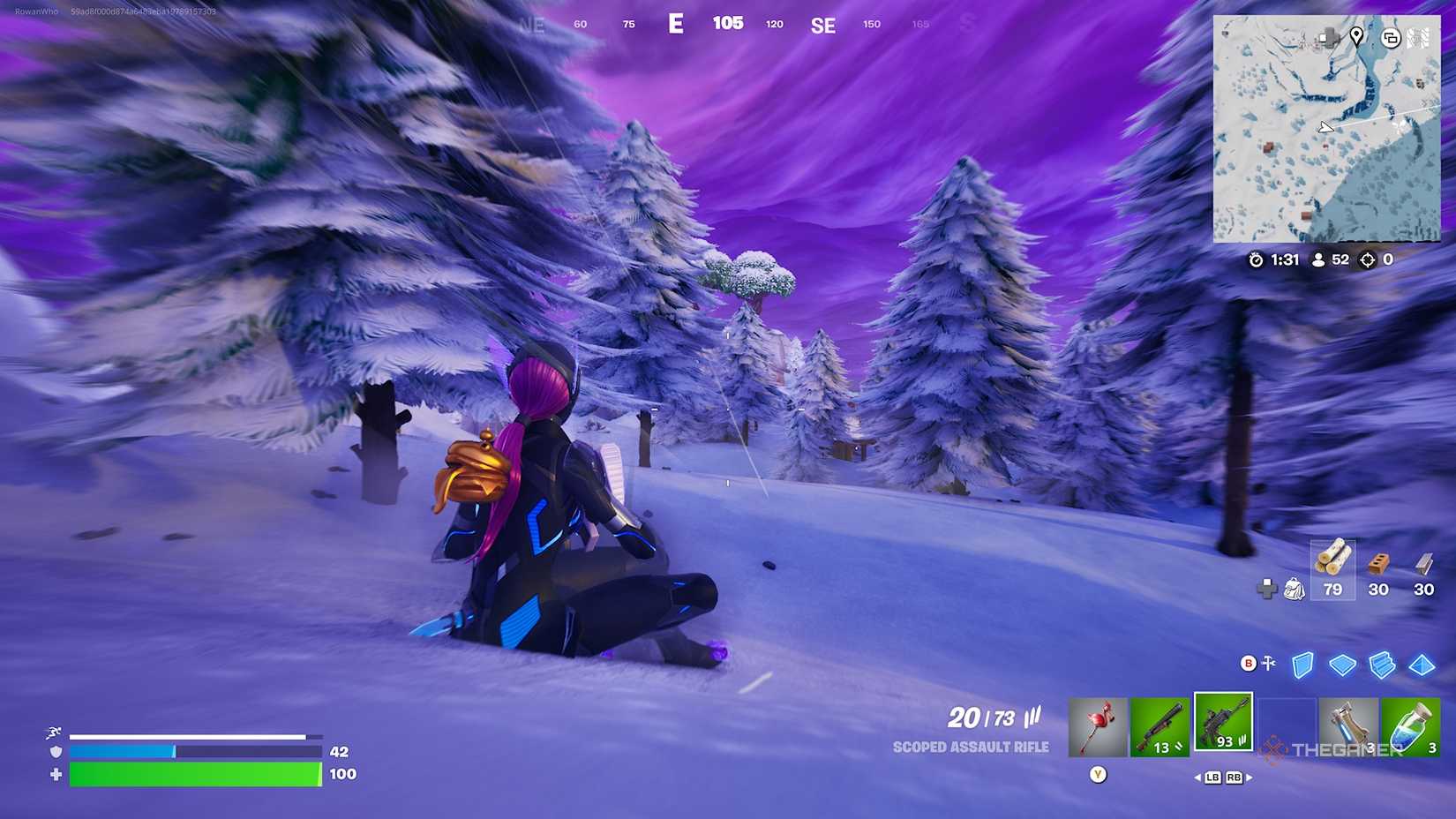 Fortnite sliding on snow.