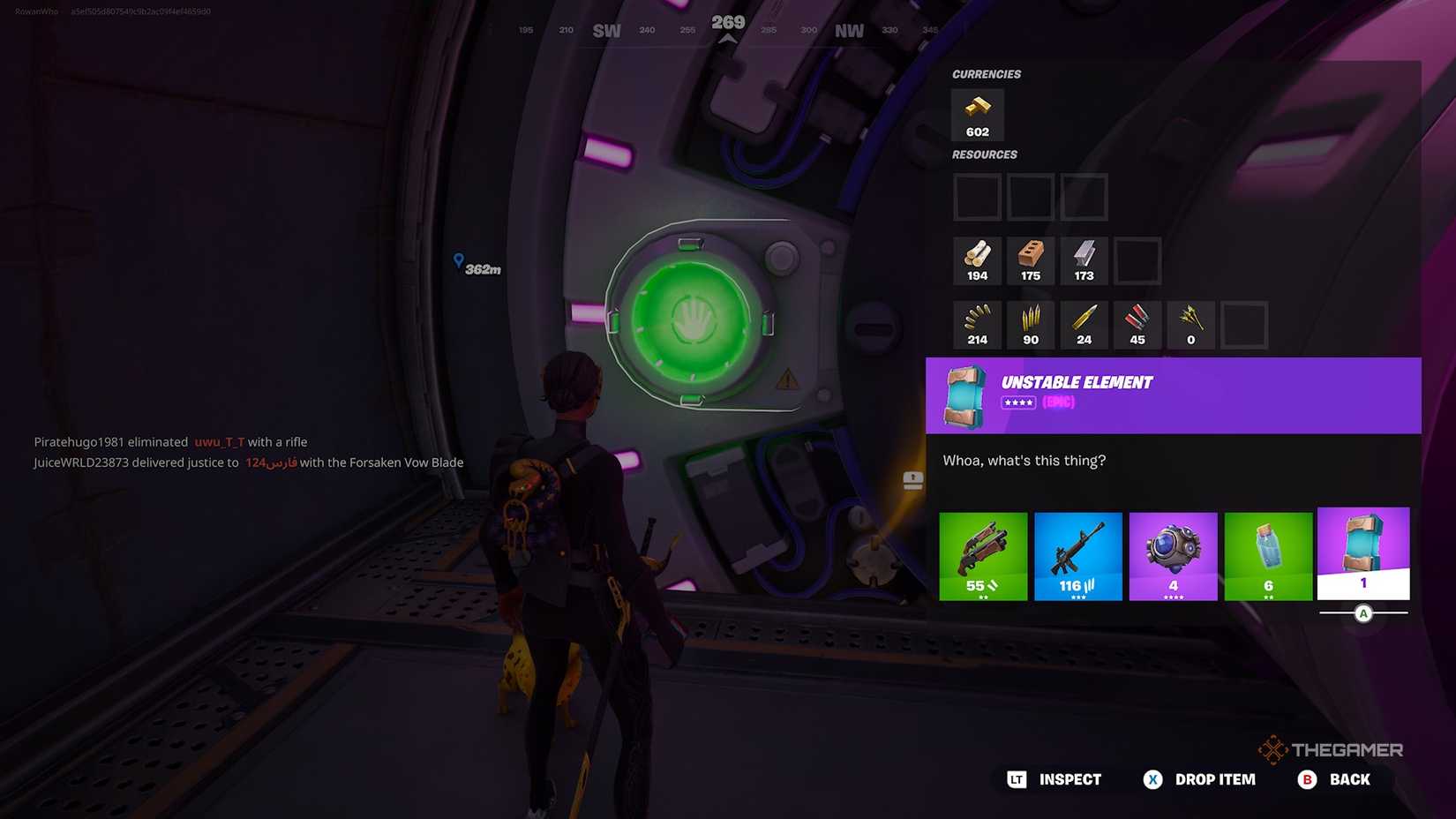 Fortnite Unstable Element in the inventory.