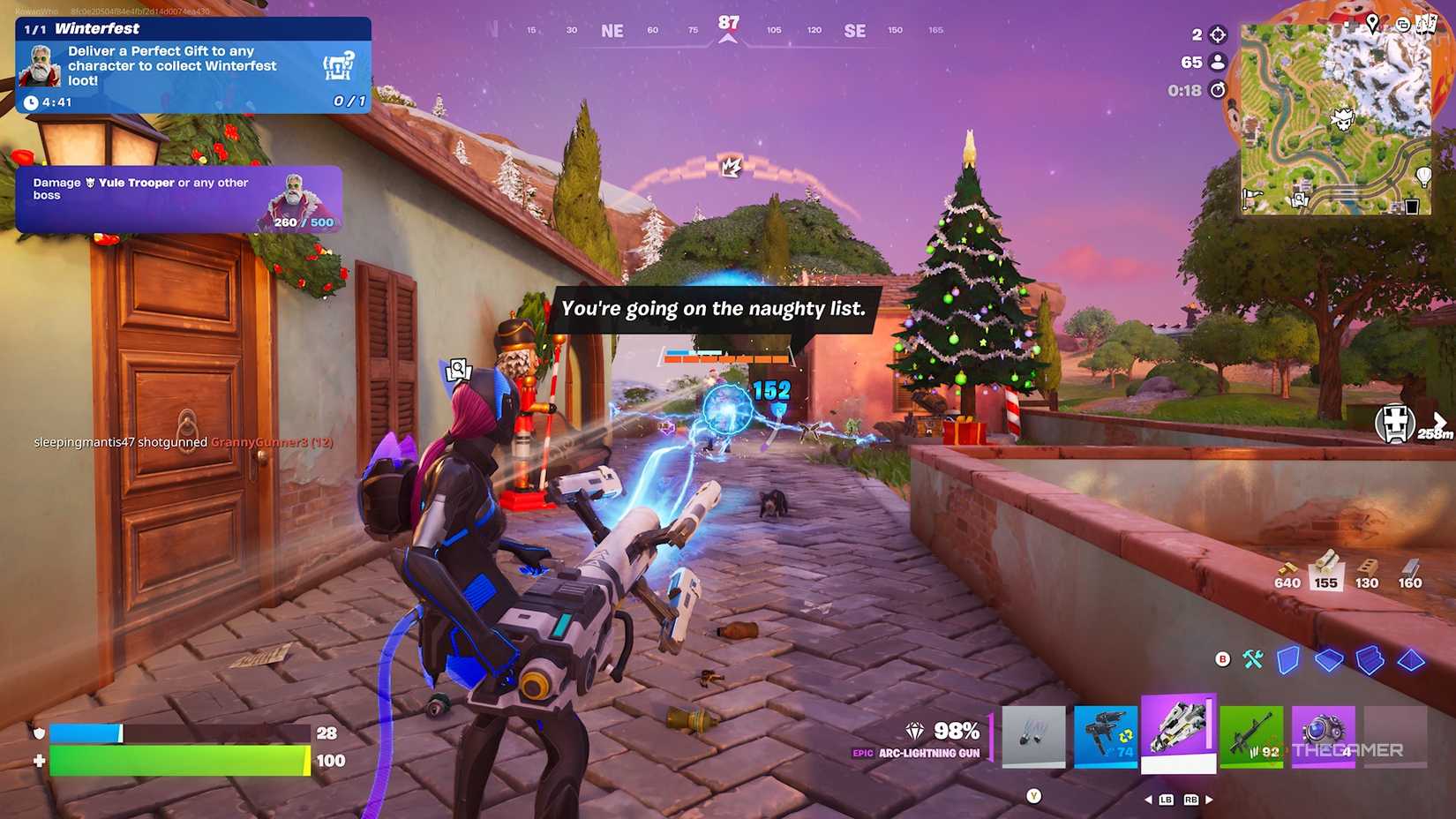 Fortnite Winterfest Quest to damage Yule Trooper.