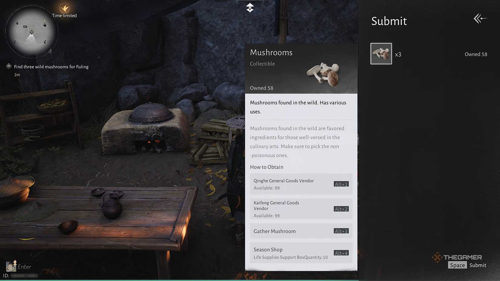 Mushrooms and where to find them in Where Winds Meet.