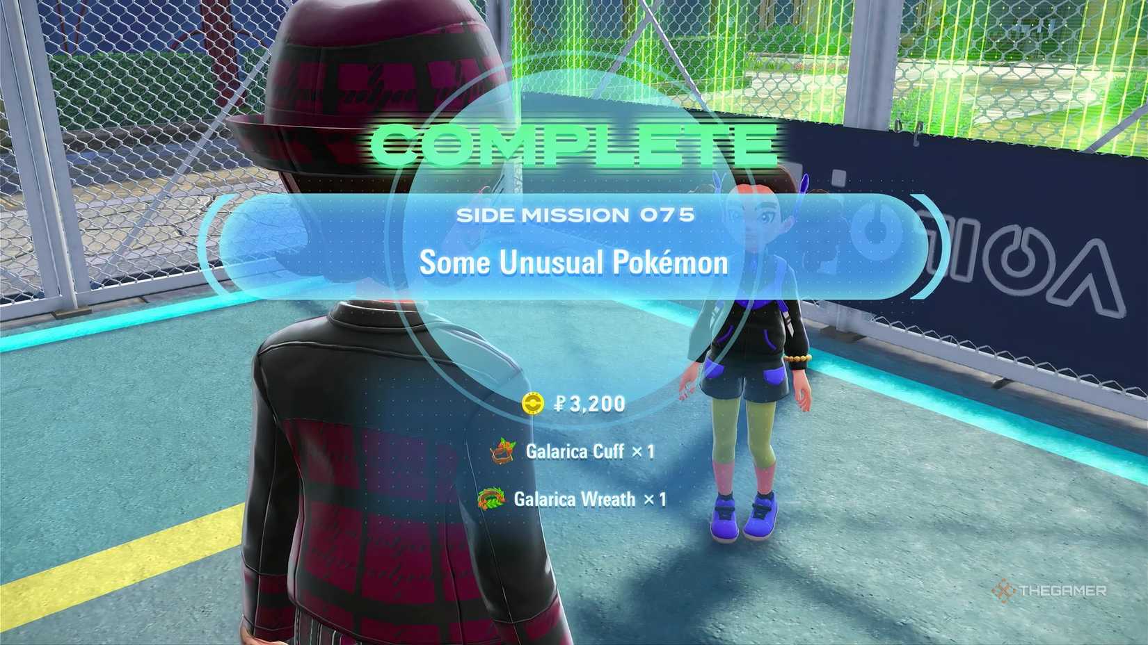 Getting the Galarica Cuff and Galarica Wreath in Pokemon Legends: Z-A to evolve Galarian Slowpoke, after completing 'Side Mission 75 - Some Unsual Pokemon'