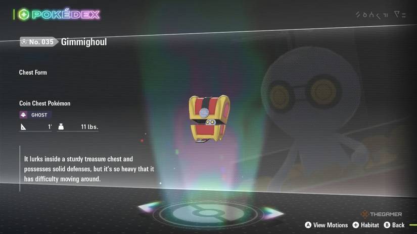 Gimmighoul in my Pokedex in Pokemon Legends Z A.