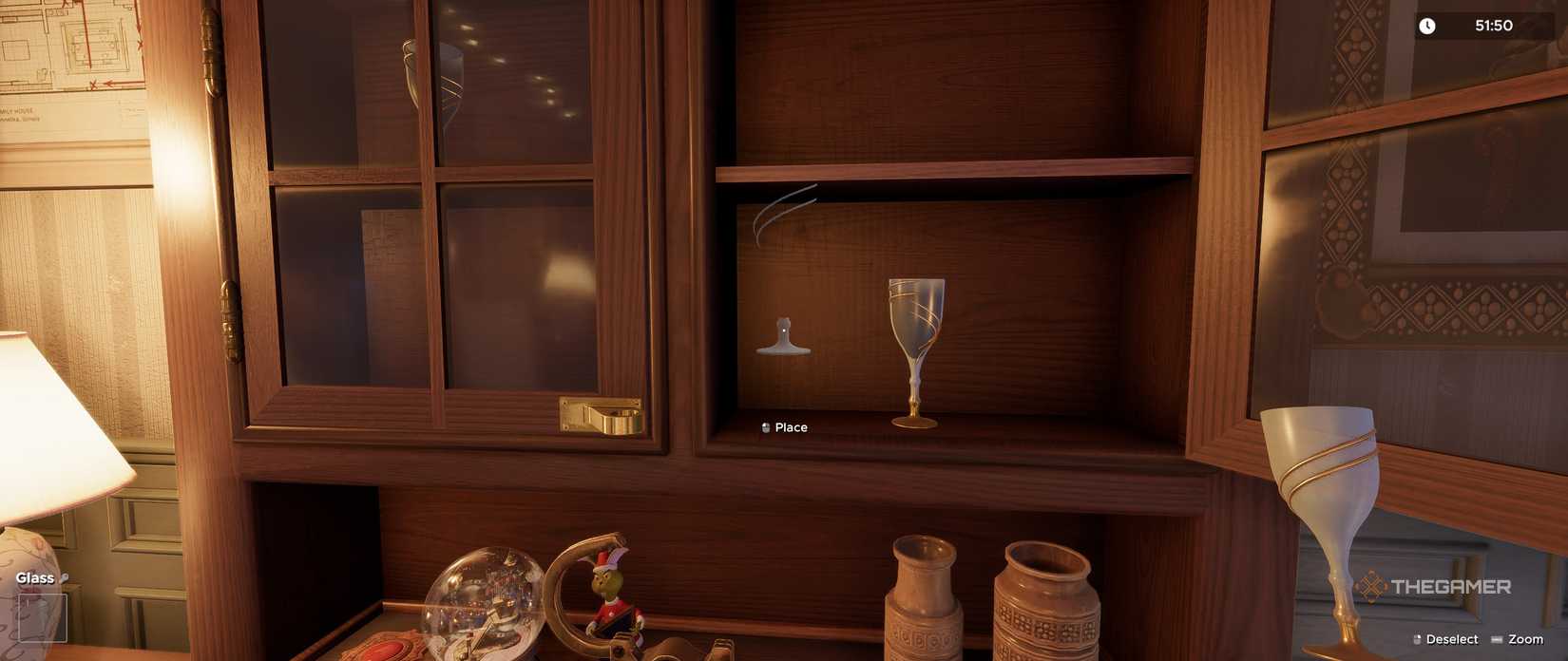 Goblets in a cabinet in Christmas Eve in Escape Simulator 2.