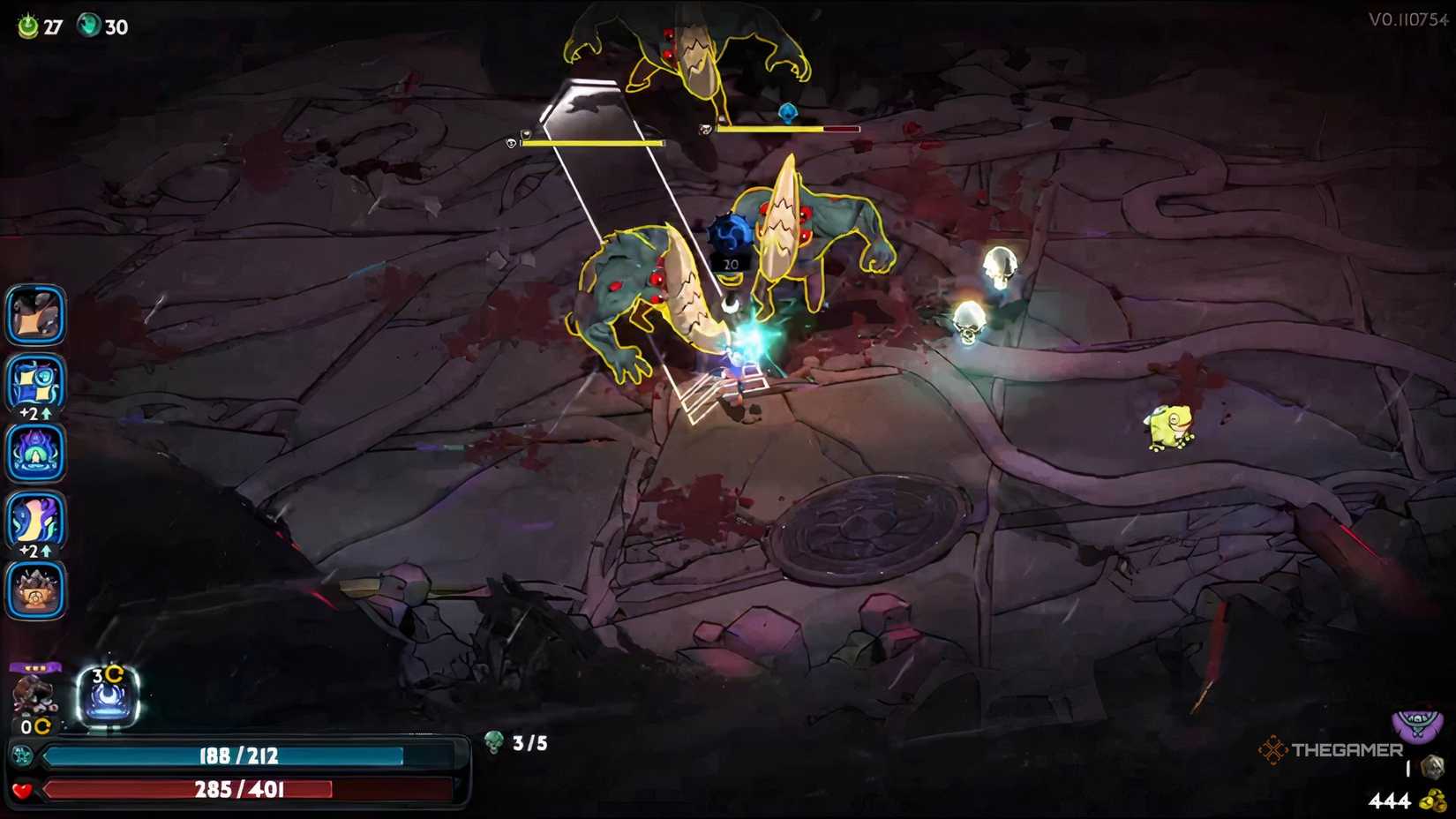 Spawns of Typhon fighting in the final battle. They've hatched from red eggs and are the big, quadripedal monsters with a big horn for ramming. Melinoë is the one ramming here, though, with the Skull.