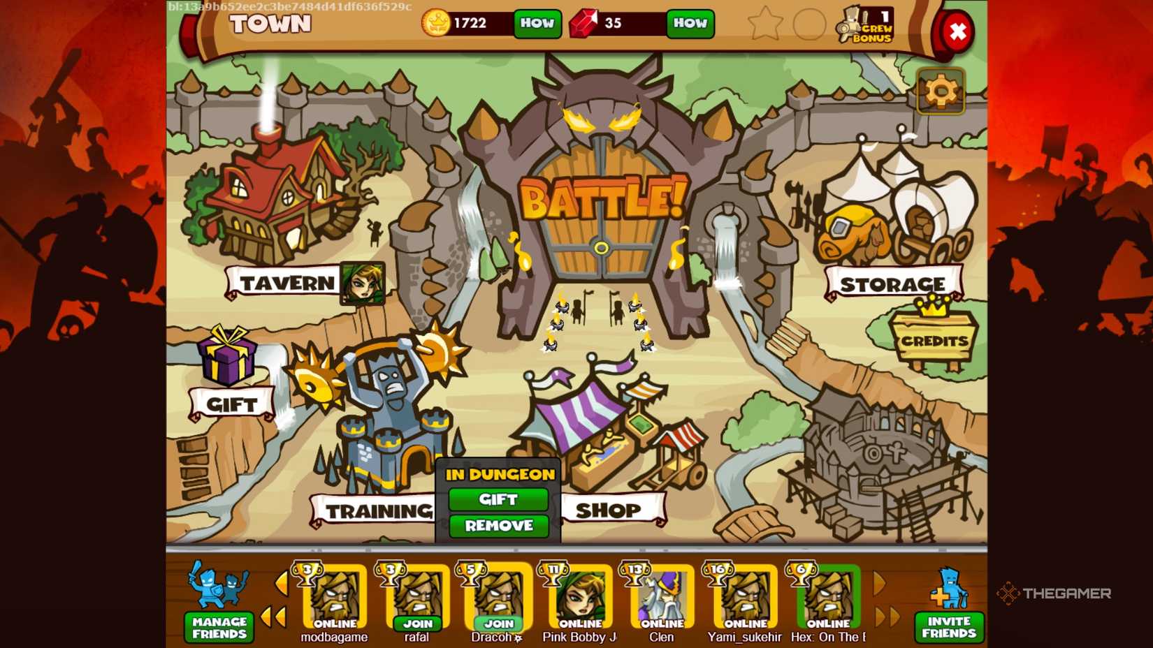 Home lobby screen in Dungeon Rampage.