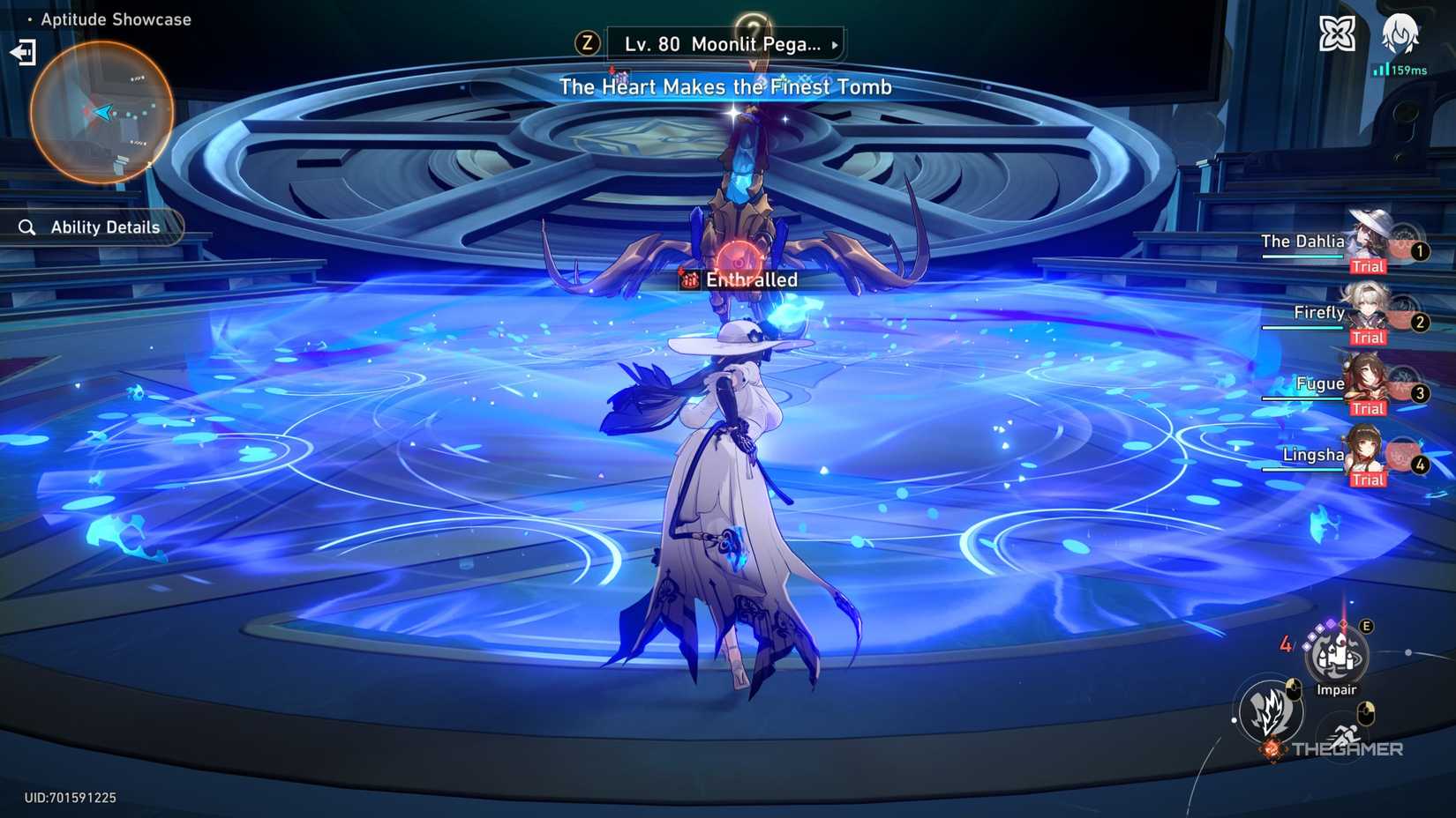 Honkai Star Rail The Dahlia applying enthralled on the enemy with her technique.