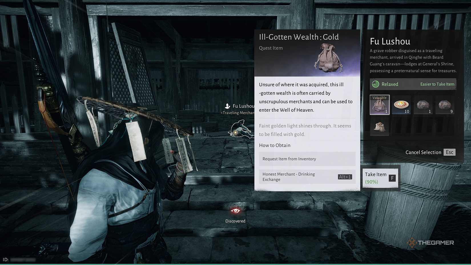 Stealing Ill-Gotten Wealth from Fu Lushou in Where Winds Meet.