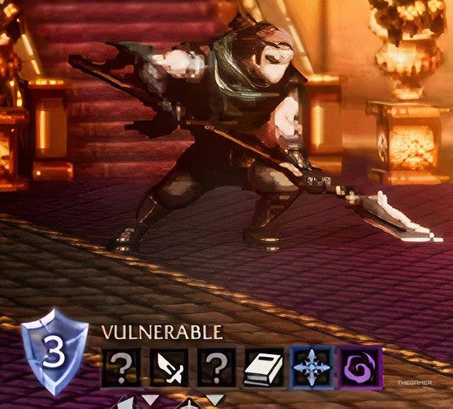The party facing off against the Vanguard Aide boss in Octopath Traveler 0.
