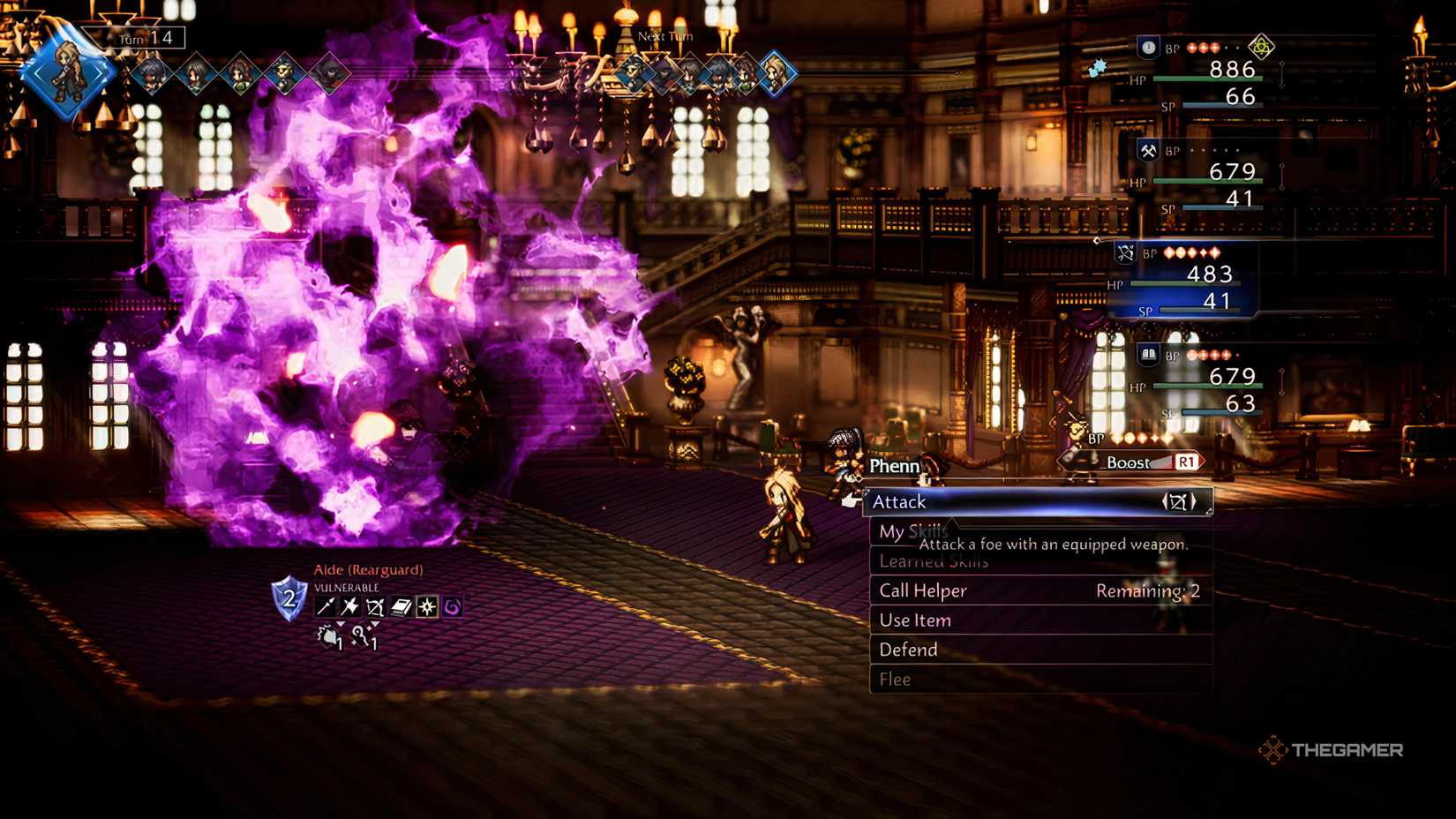 The REarguard Aide readying a devastating blow in Octopath Traveler 0.