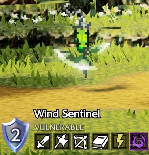 A Wind Sentinel and its weaknesses in Octopath Traveler 0.