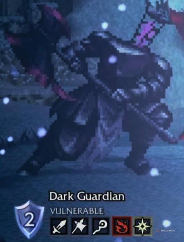 A Dark Guardian and its weaknesses in Octopath Traveler 0.