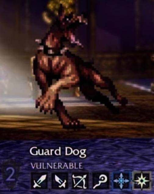 A Guard Dog and its weaknesses in Octopath Traveler 0.