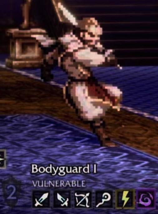 Bodyguard I and it's weaknesses in Octopath Traveler 0.