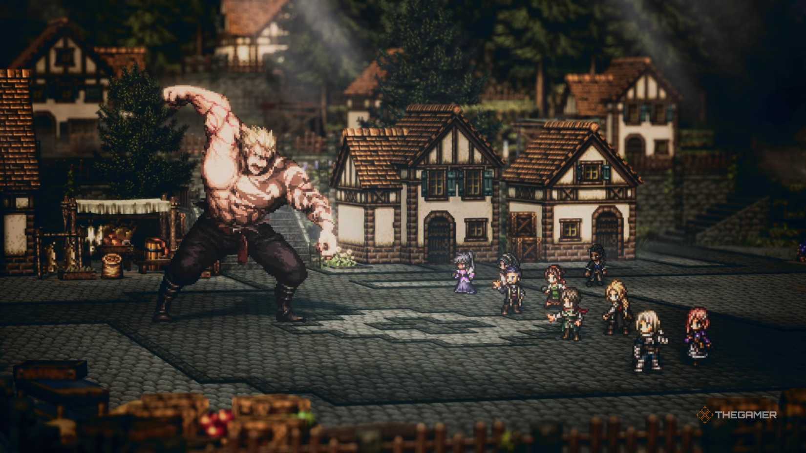 Rosso faces off against the party in Octopath Traveler 0.