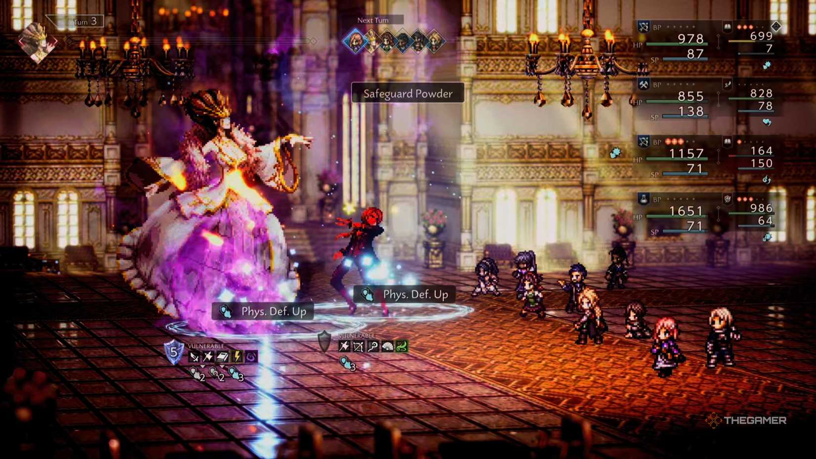 Lady Herminia performs Safeguard Powder in Octopath Traveler 0.