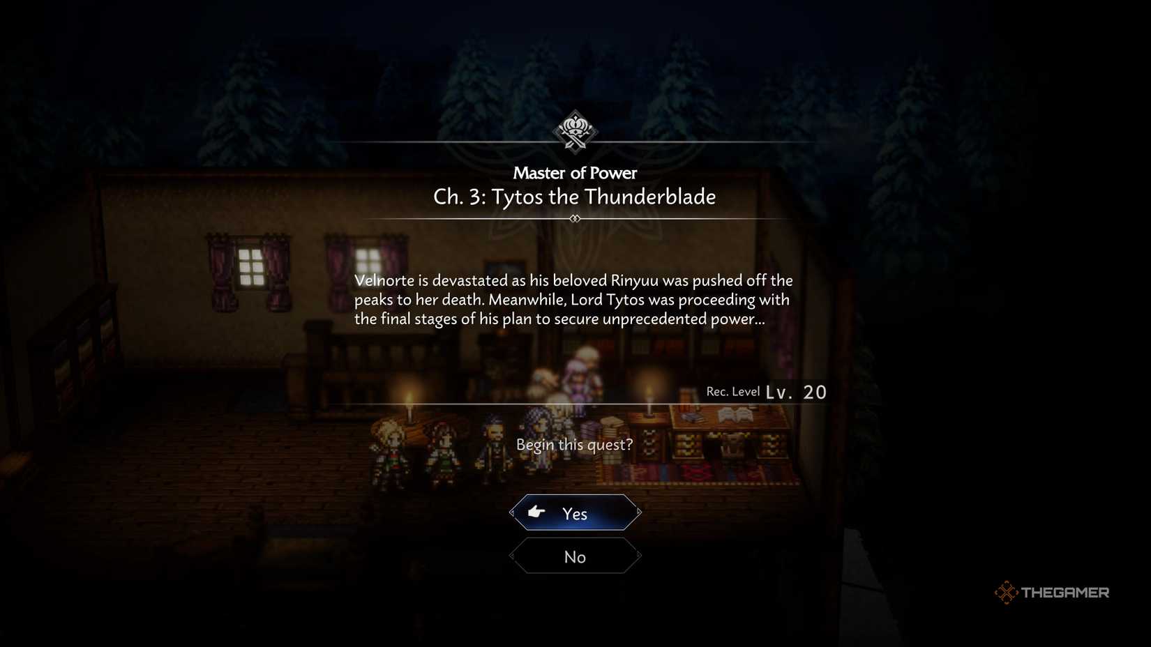 Tytos the Thunderblade Chapter 3 quest description in Octopath Traveler 0.