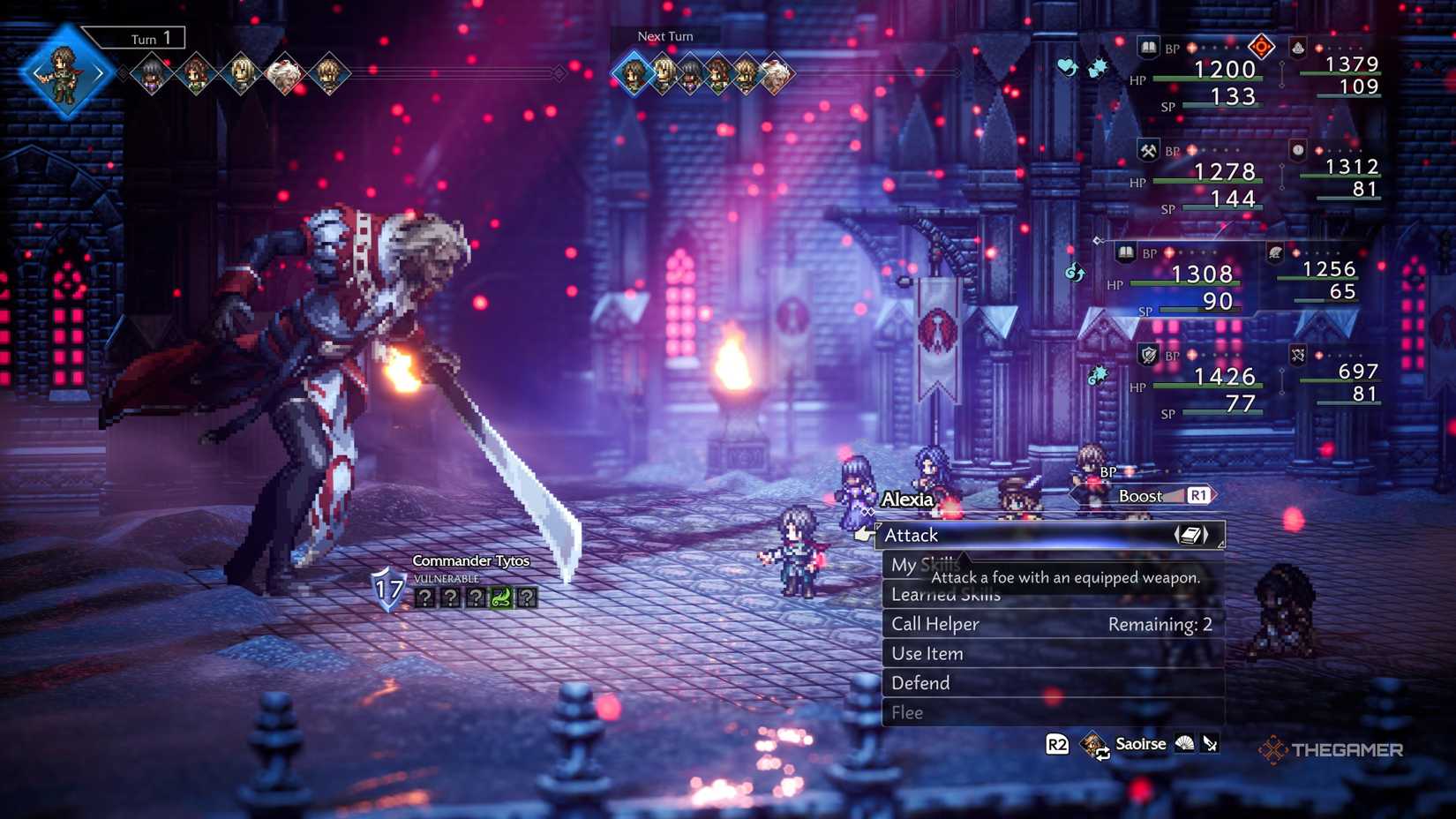 The party faces off against Commander Tytos in Octopath Traveler 0.