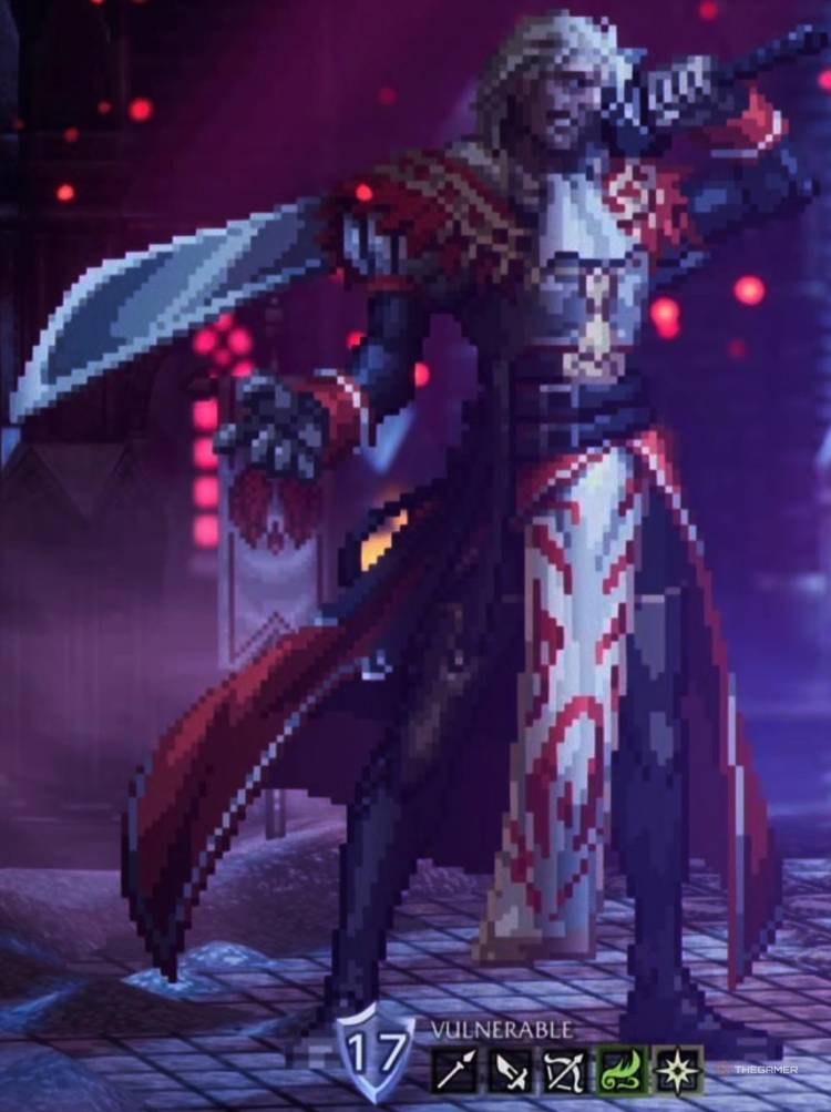 Cropped image of Commander Tytos and his weaknesses in Octopath Traveler 0.