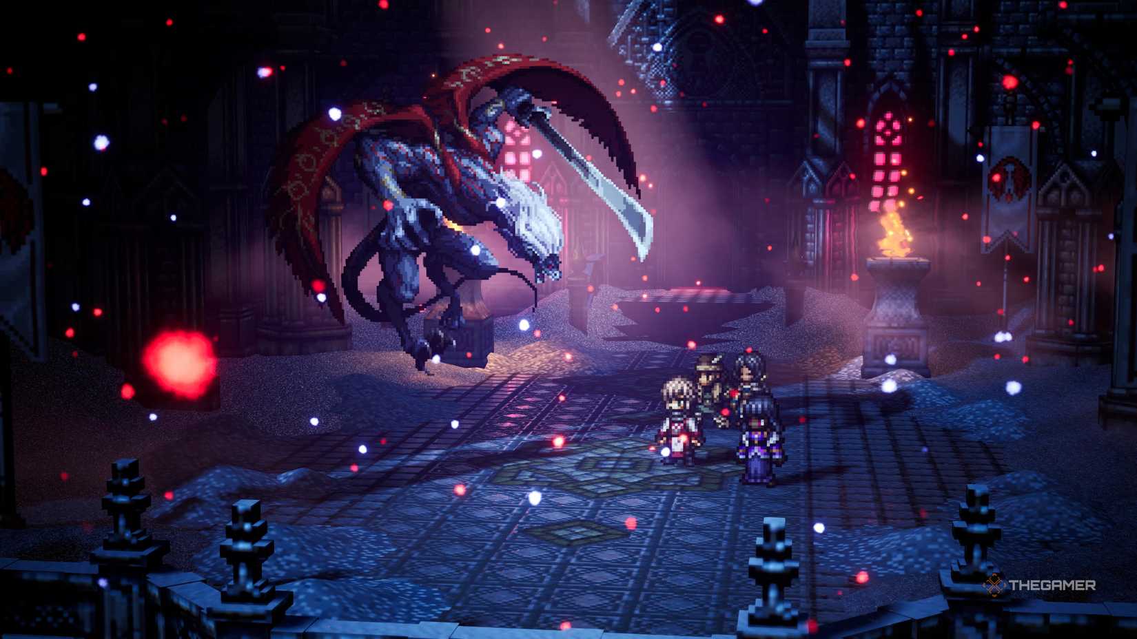 Tytos the Thunderblade faces off against the party in Octopath Traveler 0.