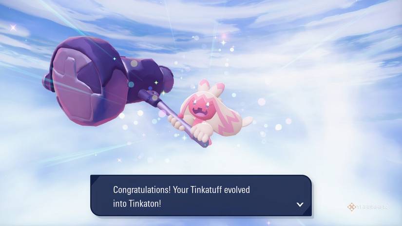 Tinkaton evolution screen in Pokemon Legends: Z-A Mega Dimension DLC.