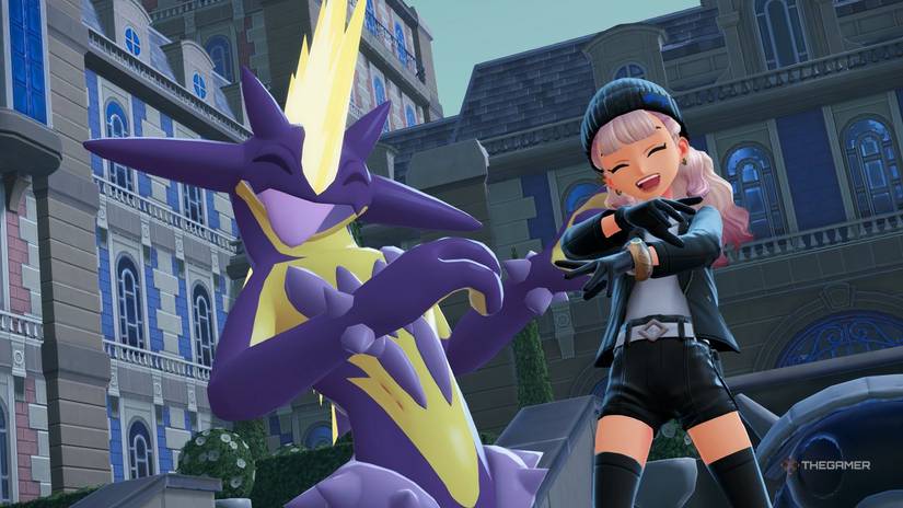 Trainer posed with Toxtricity in Pokemon Legends Z-A Mega Dimension DLC.