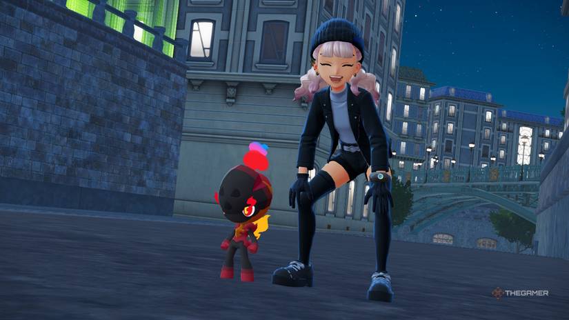 Trainer posed next to a Charcadet in Pokemon Legends: Z-A Mega Dimension DLC.