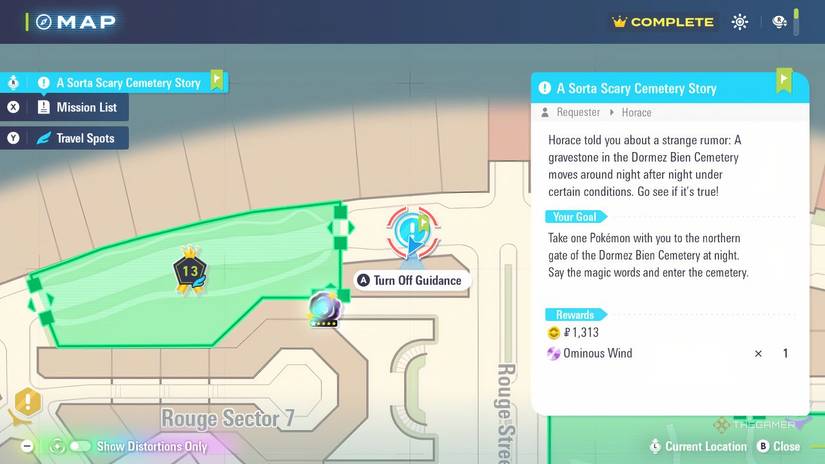 Side Mission A Sorta Scary Story map location in Pokemon Legends: Z-A.