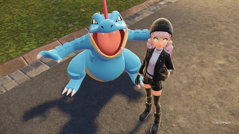 Trainer posed with Feraligatr in Pokemon Legends: Z-A.