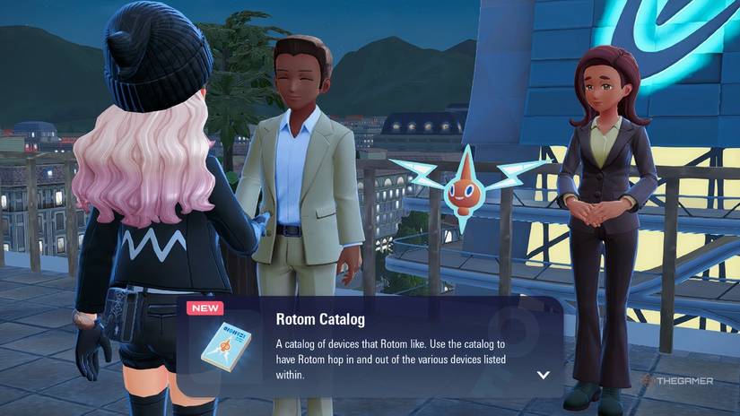 Trainer receiving a Rotom Catalog in Pokemon Legends: Z-A.