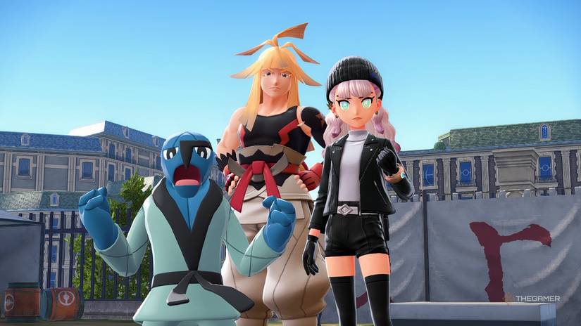 Trainer posed with Sawk and Ivor in Pokemon Legends: Z-A.