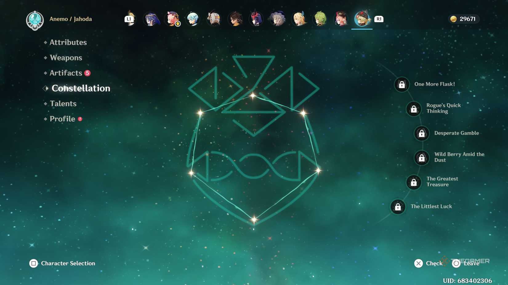 Jahoda's constellation overview in Genshin Impact.