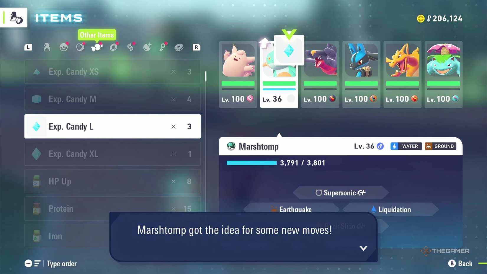 Leveling up a Marshtomp in Pokemon Legends: Z-A enough to evolve it into a Swampert.