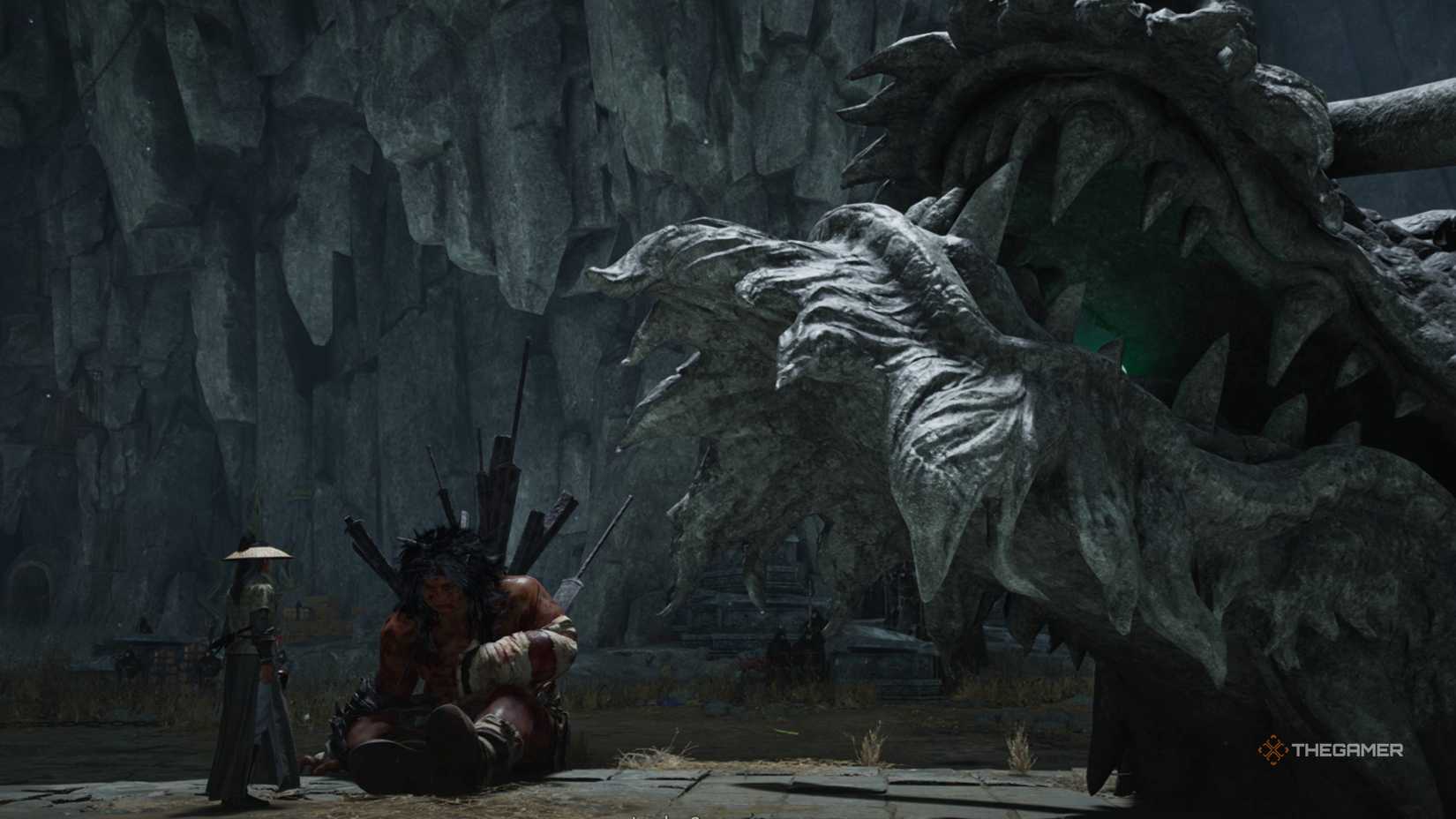 Lucky Seventeen and the player beside the head of the dragon statue in where winds meet.